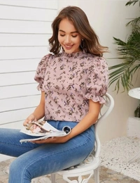 Puff Sleeves Top - Pista, Black, light pink, yellow, grey, S  M  L  XL  XXL