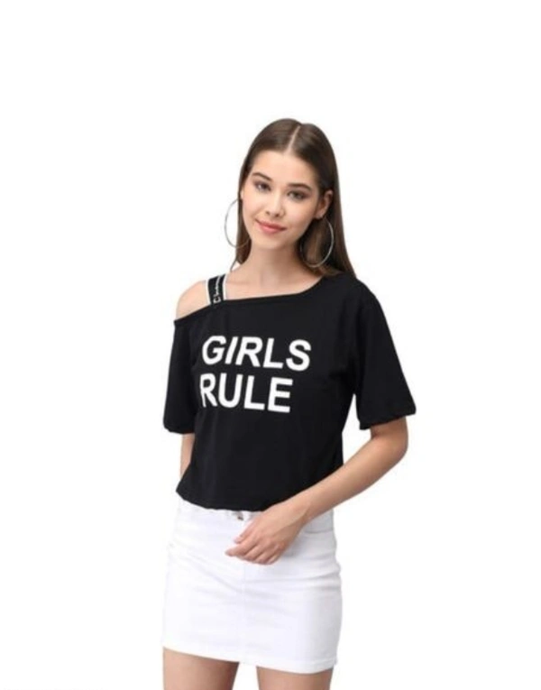 Cut Out Shoulder Top - Black , M  L  XL