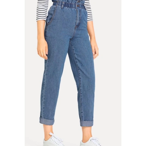 Denims Paper bag Mom Fit Jeans - Stone blue, Dark blue, L - 28 to 30 ,XL - 32 to 34.
