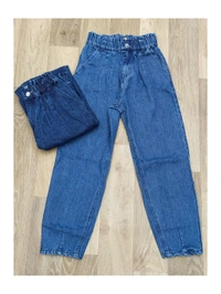 Denims Paper bag Mom Fit Jeans - Stone blue, Dark blue, L - 28 to 30 ,XL - 32 to 34.