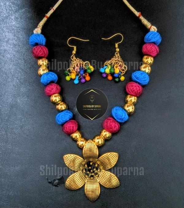 Multicolored Cottonball Necklace - According to Customer Choice, Standard
