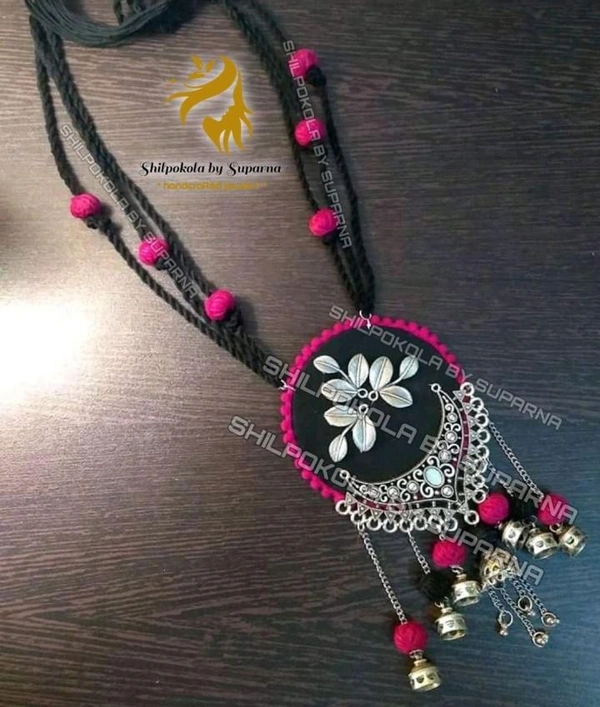 Oxidised Hand-painted Cotton Ball Necklace - Customisable