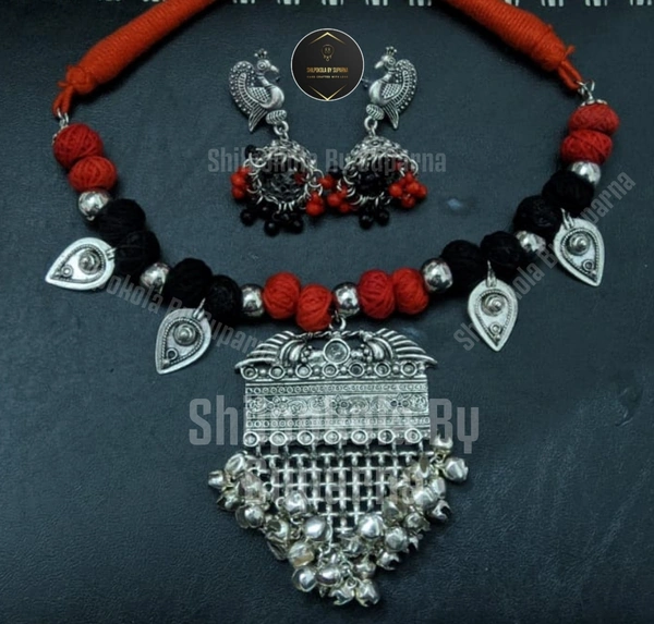Oxidised Fata Jhumka Necklace & Earrings 
