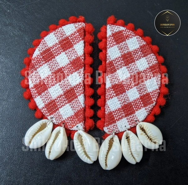 Gamcha Print Half Circle Earrings With Kori