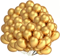 Metallic Latex Balloons Pack Of 50 Golden For Decoration (Golden)