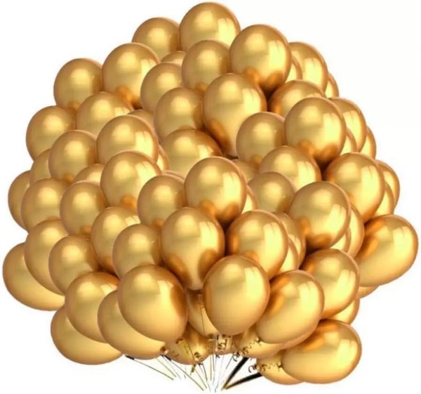 Metallic Latex Balloons Pack Of 50 Golden For Decoration (Golden)