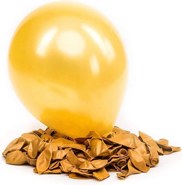 Metallic Latex Balloons Pack Of 50 Golden For Decoration (Golden)