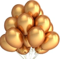 Metallic Latex Balloons Pack Of 50 Golden For Decoration (Golden)
