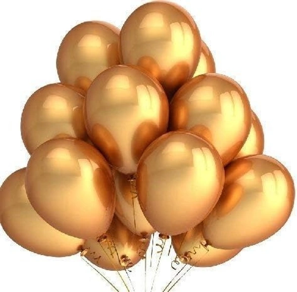 Metallic Latex Balloons Pack Of 50 Golden For Decoration (Golden)