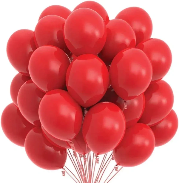 Metallic Latex Balloons Pack Of 50 Red Balloons for Decoration (Red, Pack Of 50)