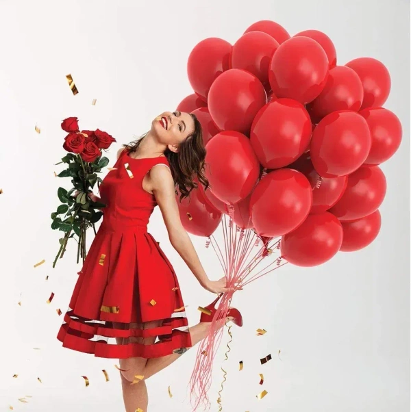 Metallic Latex Balloons Pack Of 50 Red Balloons for Decoration (Red, Pack Of 50)