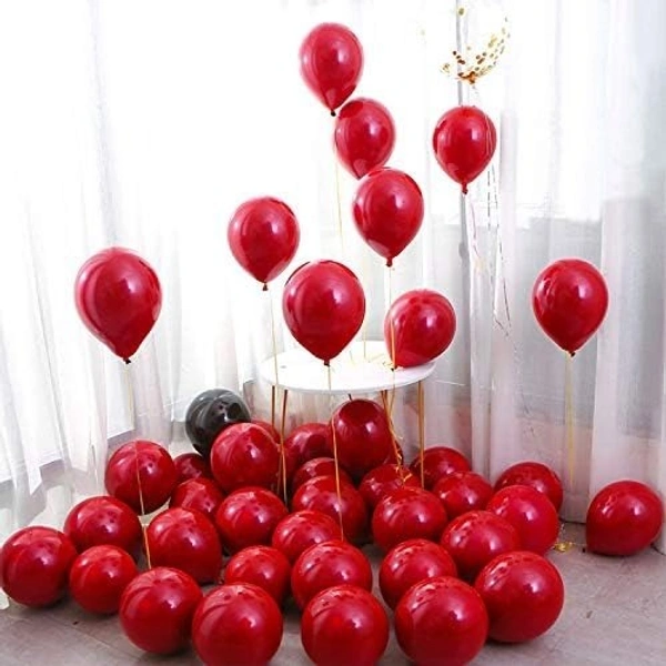 Metallic Latex Balloons Pack Of 50 Red Balloons for Decoration (Red, Pack Of 50)