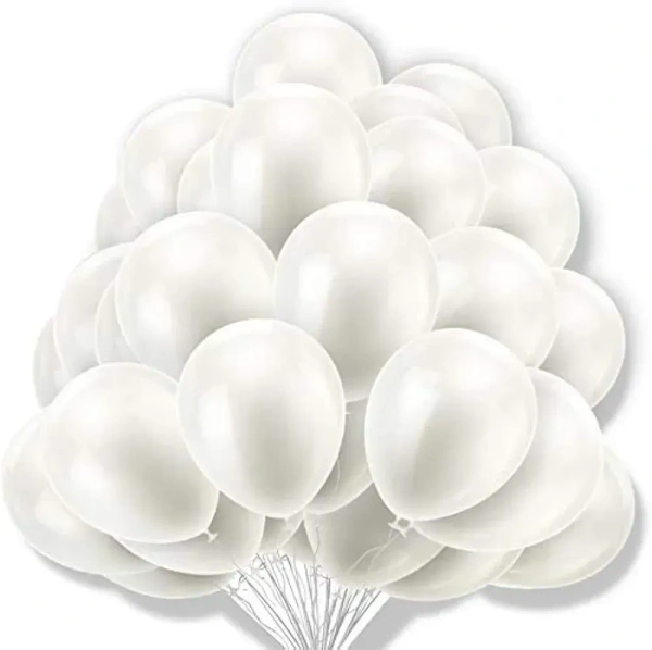 Latex Balloons Pack Of 50 White Balloons for Decoration (White, Pack Of 50)