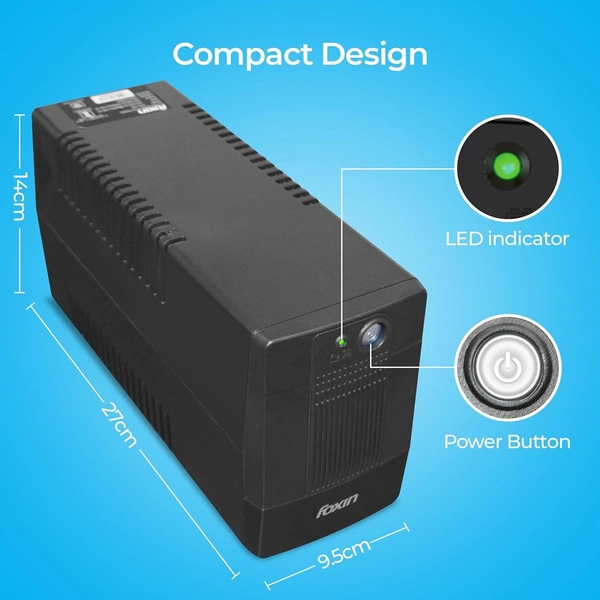 FOXIN Foxin UPS 600va 360W with LED Indicator, UPS for PC | Laptops | Gaming Computers | WiFi Routers & More | BIS Approved | 2 Years Warranty