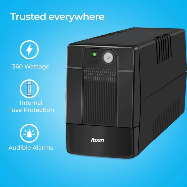 FOXIN Foxin UPS 600va 360W with LED Indicator, UPS for PC | Laptops | Gaming Computers | WiFi Routers & More | BIS Approved | 2 Years Warranty