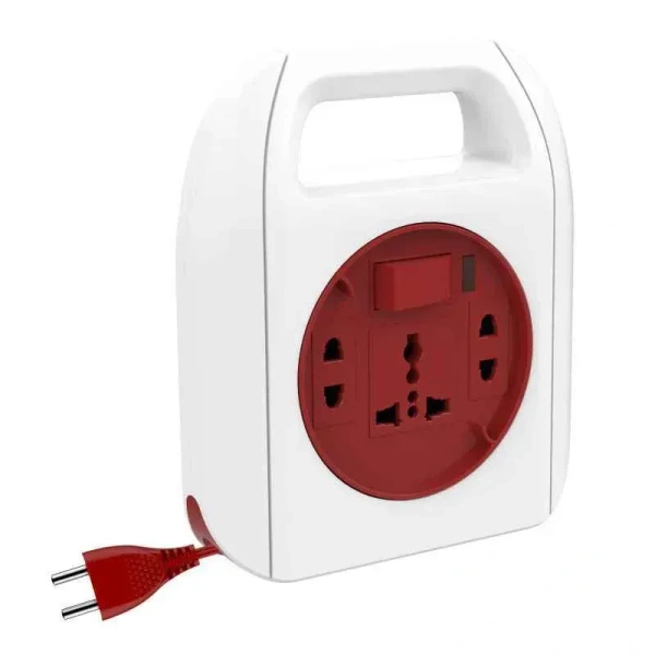 GOLDMEDAL Goldmedal Sliq 2 Pin Extension Cord (White) International Sockets, with Handel & Master Switch, Led Indicator, 5-Meter Heady Duty Power Cord, 2-Pin Socket, Ultra-Smooth Rotation,250Volts