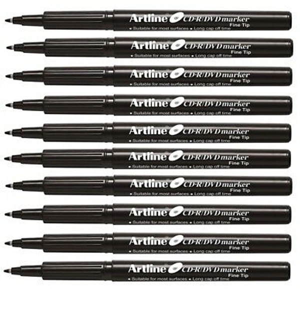 Artline  Permanent CD Marker - Black, pack of 10 pcs