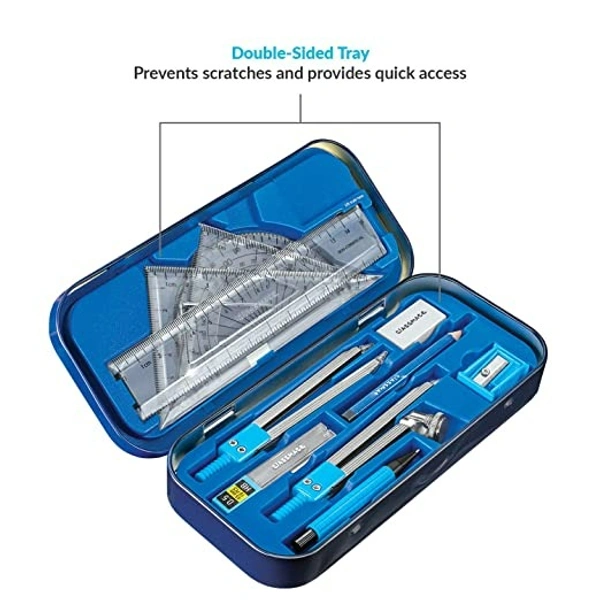 Classmate Archimedes Geometry Box | Die- Cast Compass | Mechanical Pencil | Double sided tray