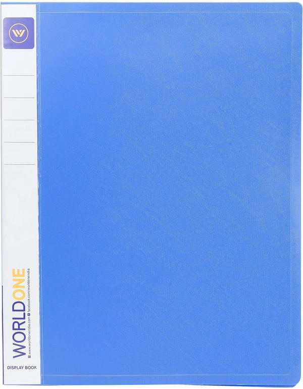 WORLDONE Display Book File Folder with 60 Pockets Plastic File Display Presentation Book, A4 Size, Color: Blue, Set of : 1 - Blue, 60 Pockets, A4