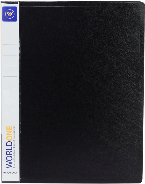 WORLDONE Display Book File Folder with 10 Pockets Plastic File Display Presentation Book, A4 Size, Color: Blue, Set of : 1 - 10 Pockets, A4, Black