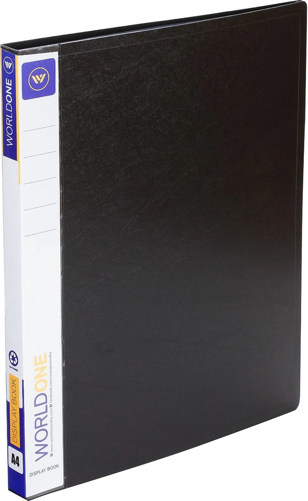 WORLDONE Display Book File Folder with 10 Pockets Plastic File Display Presentation Book, A4 Size, Color: Blue, Set of : 1 - 10 Pockets, A4, Black