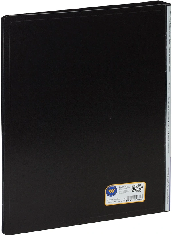 WORLDONE Display Book File Folder with 10 Pockets Plastic File Display Presentation Book, A4 Size, Color: Blue, Set of : 1 - 10 Pockets, A4, Black