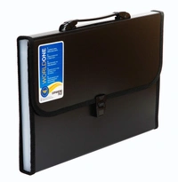 WORLDONE Foolsacp Expanding File with Handle & Lock, Set of 1, Size: FC (Black) - Black