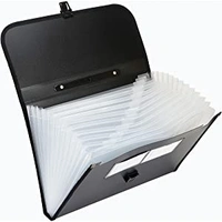 WORLDONE Foolsacp Expanding File with Handle & Lock, Set of 1, Size: FC (Black) - Black