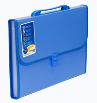 WORLDONE Foolsacp Expanding File with Handle & Lock, Set of 1, Size: FC, Color: Blue