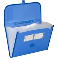 WORLDONE Foolsacp Expanding File with Handle & Lock, Set of 1, Size: FC, Color: Blue