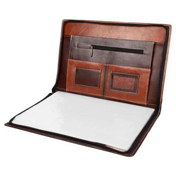 Leatherette Material Professional File Folders for Certificates, Documents Holder with 20 Leafs size-B4, Color: Mix Brown - B4