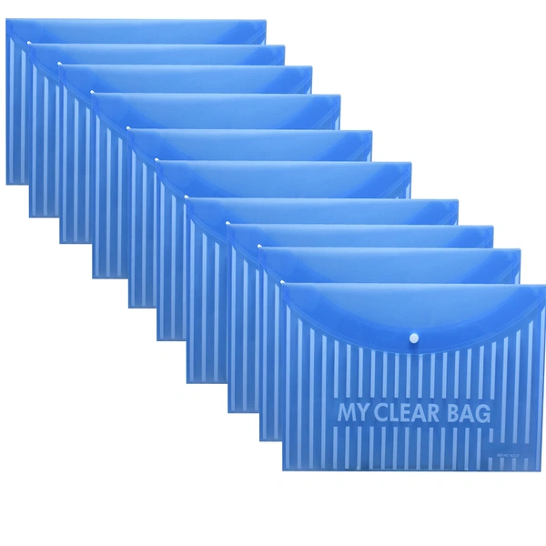Button file  Transparent Lining Printed Document Certificate Storage Case, Snap Button Organizer, My Clear Plastic Bag(Blue) pack of 20 - Blue