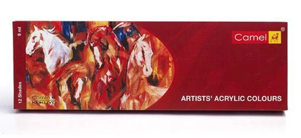 Camlin  Camel Camlin Kokuyo Acrylic Color Box - 9ml Tubes, 12 Shades