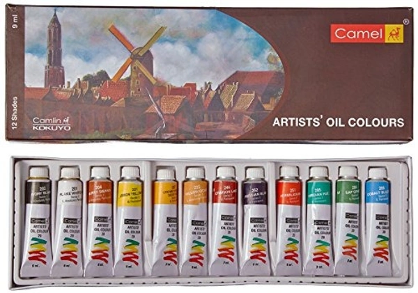 Camlin  Camel Artist's Oil Color Box - 9ml Tubes, 12 Shades