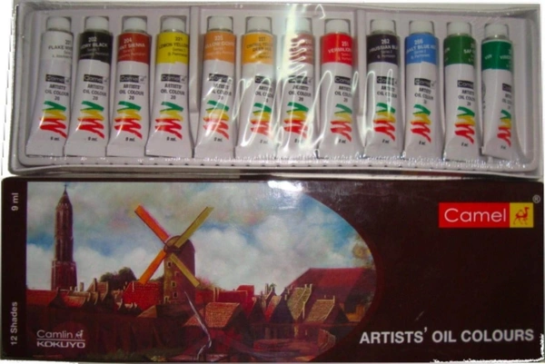 Camlin  Camel Artist's Oil Color Box - 9ml Tubes, 12 Shades