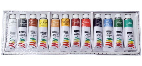 Camlin  Camel Artist's Oil Color Box - 9ml Tubes, 12 Shades