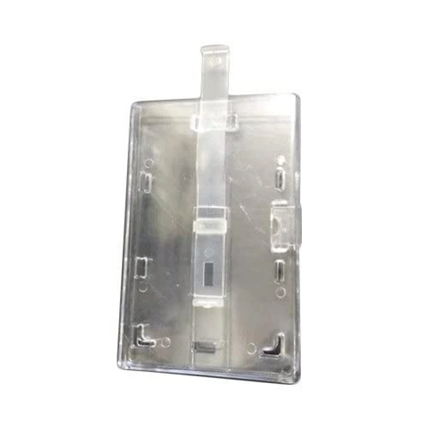 Plastic Transparent Crystal ID Card Holder with Flap Vertical Box Type Pusher (Pack of (1)