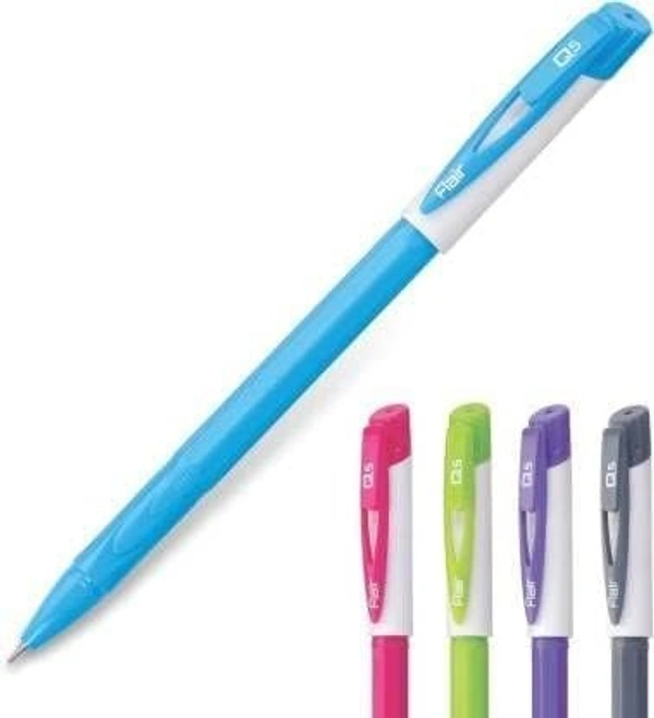 FLAIR Q5 0.7 To 1 mm Tip Easy Writing Ball Pen | Ergonomically designed Hexagonal Body | Low-Viscosity Ink For Smudge Free, Fine & Smooth Writing | Blue Ink