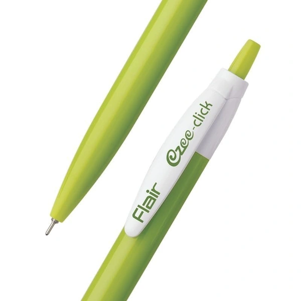FLAIR Ezee Click 0.7 Ball Pen Pouch Pack | Retractable Mechanism With Comfortable Grip For Smooth Writing | Different Playful Body Colors | Blue Ink
