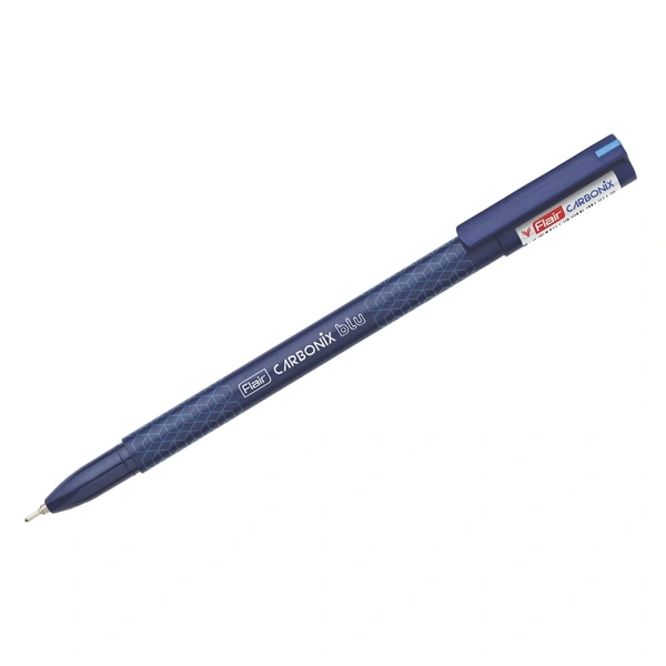 Flair Carbonix Blu 0.7 mm Ball Pen | Low-Viscosity Ink With Double Writing Length | Smudge Free Writing, Attractive Body Graphics | Blue Ink