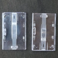 Plastic Transparent Crystal ID Card Holder with Flap Vertical Box Type Pusher (Pack of (1)