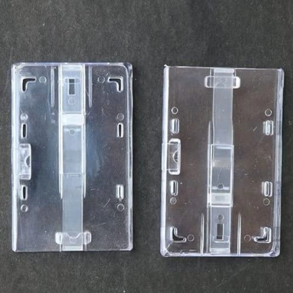 Plastic Transparent Crystal ID Card Holder with Flap Vertical Box Type Pusher (Pack of (1)