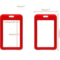 Plastic ID Cover Card Holder for Office and School use locking style vertical (Red)
