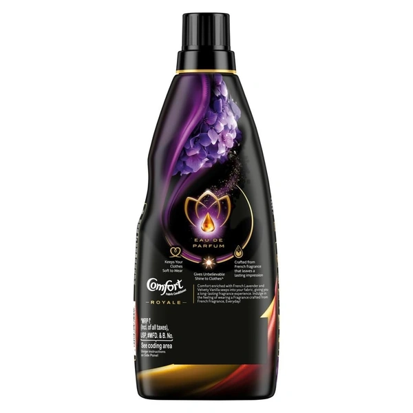 Comfort Perfume Deluxe After Wash Fabric Conditioner Royale 850 ml, Liquid Fabric Softener with Fine French Fragrance for Freshness, Softness & Shine