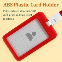 Plastic ID Cover Card Holder for Office and School use locking style vertical (Red)