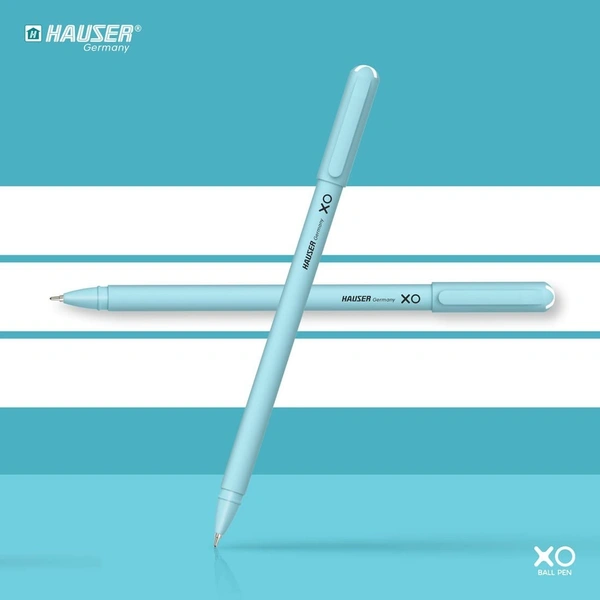 Hauser XO 0.7mm Ball Pen Box Pack | Sleek Body & Minimalistic Design | Matt Finish & Solid Body Type | Low Viscosity Ink With Ultra Durable Tip | Blue Ink