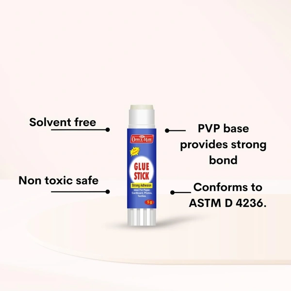 Officemate Glue Stick Non Toxic Transparent Adhesive for Decorations & Craft Projects (5 Gram)  - 5g