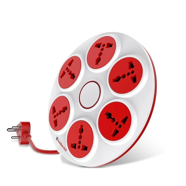GOLDMEDAL Goldmedal 360 Degree Power Strip (White) – Pack of 1, 6-Outlet International Sockets, 3-pin 2 Meter Cable, Master Switch with LED Light Indicator and Overload Protector for Home & Office