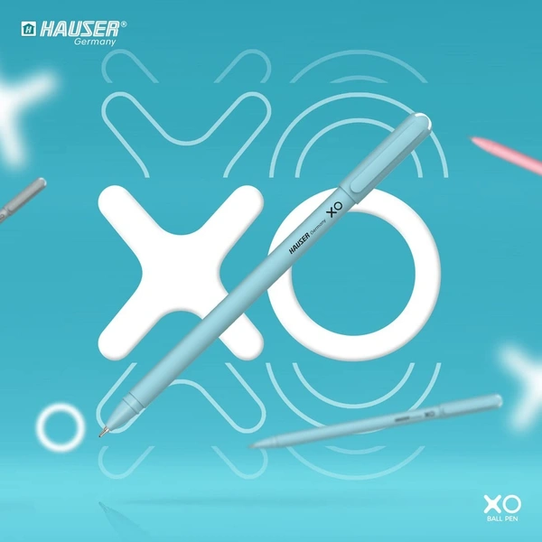 Hauser XO 0.7mm Ball Pen Box Pack | Sleek Body & Minimalistic Design | Matt Finish & Solid Body Type | Low Viscosity Ink With Ultra Durable Tip | Blue Ink