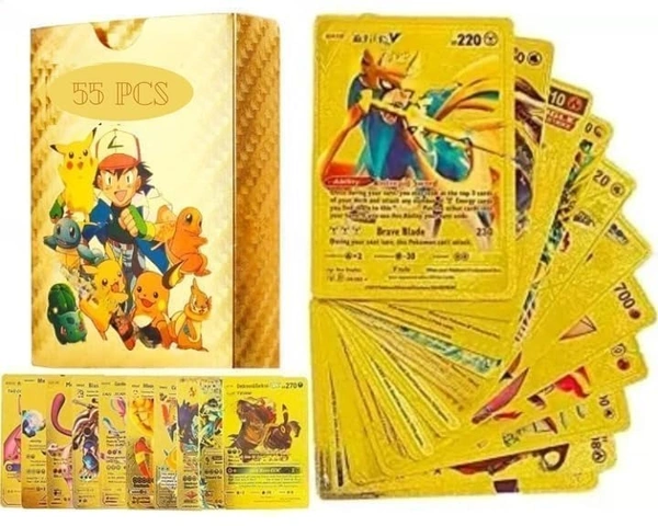 Pokemon cards, playing cards for kids, set of 55pcs, Golden edition